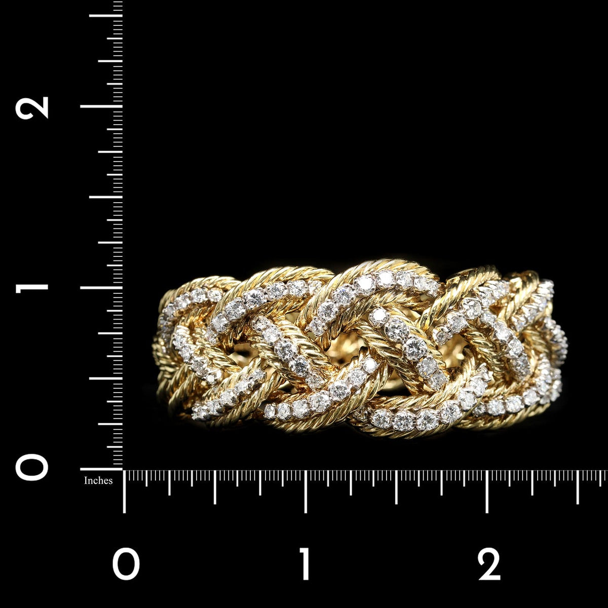 18K Two-tone Gold Estate Diamond Woven Rope Twist Bracelet