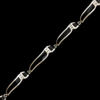 Bernard Passman 18K White Gold Estate Black Coral and Diamond Wave Bracelet