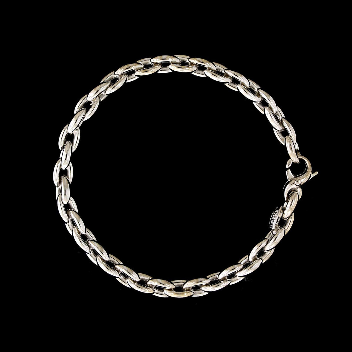 18K White Gold Estate Oval Link Bracelet