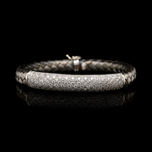 18K White Gold Estate Woven Diamond Bracelet