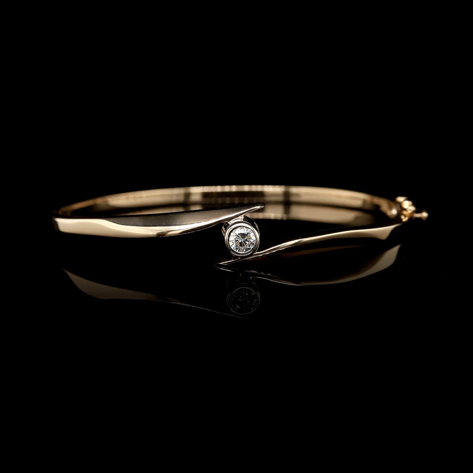 14K Yellow Gold Estate Diamond Bangle