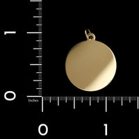 14K Yellow Gold Estate Disk Charm