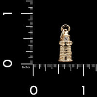 14K Yellow Gold Estate Diamond Lighthouse Charm