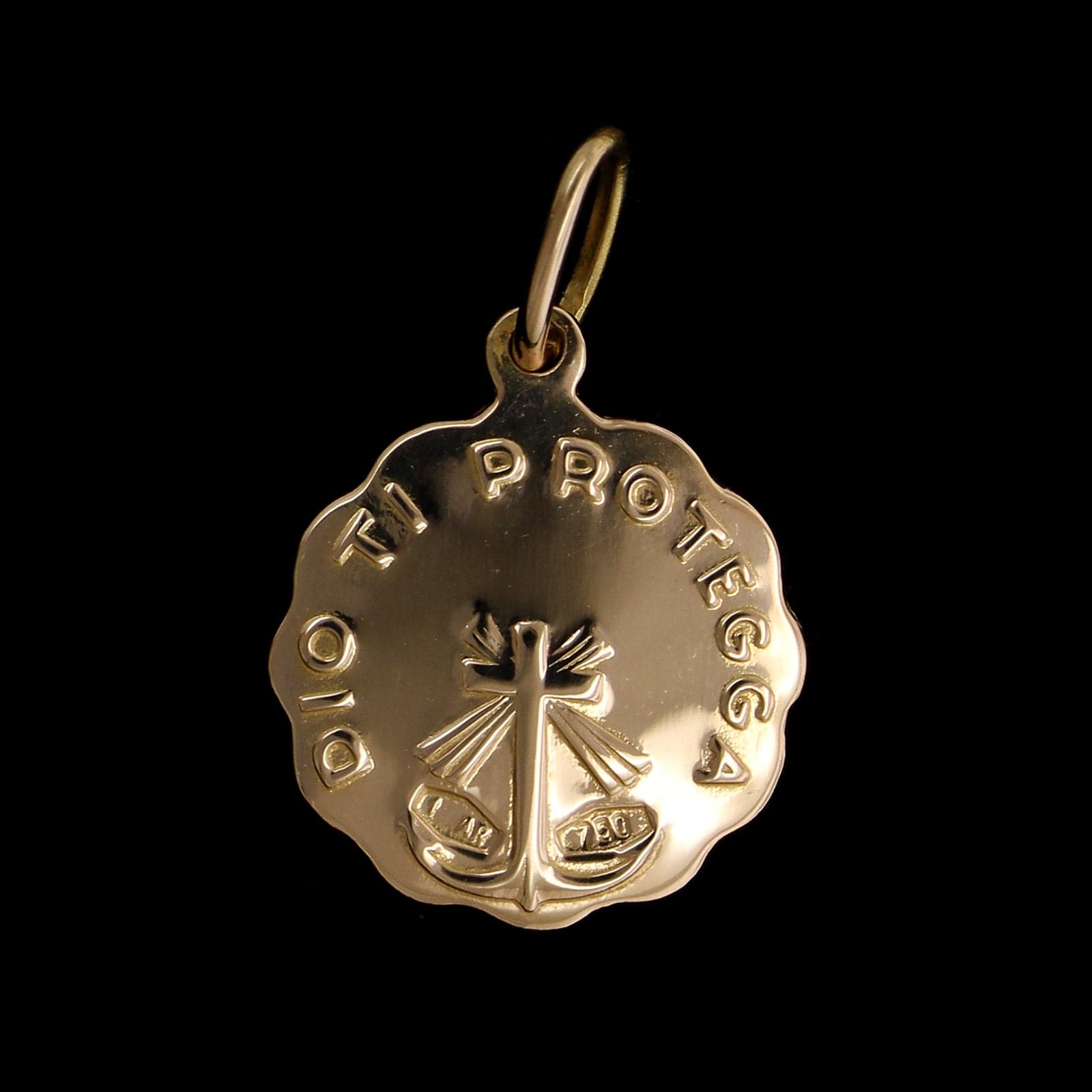 18K Yellow Gold Estate Christ Head Dio Ti Protegga Medal