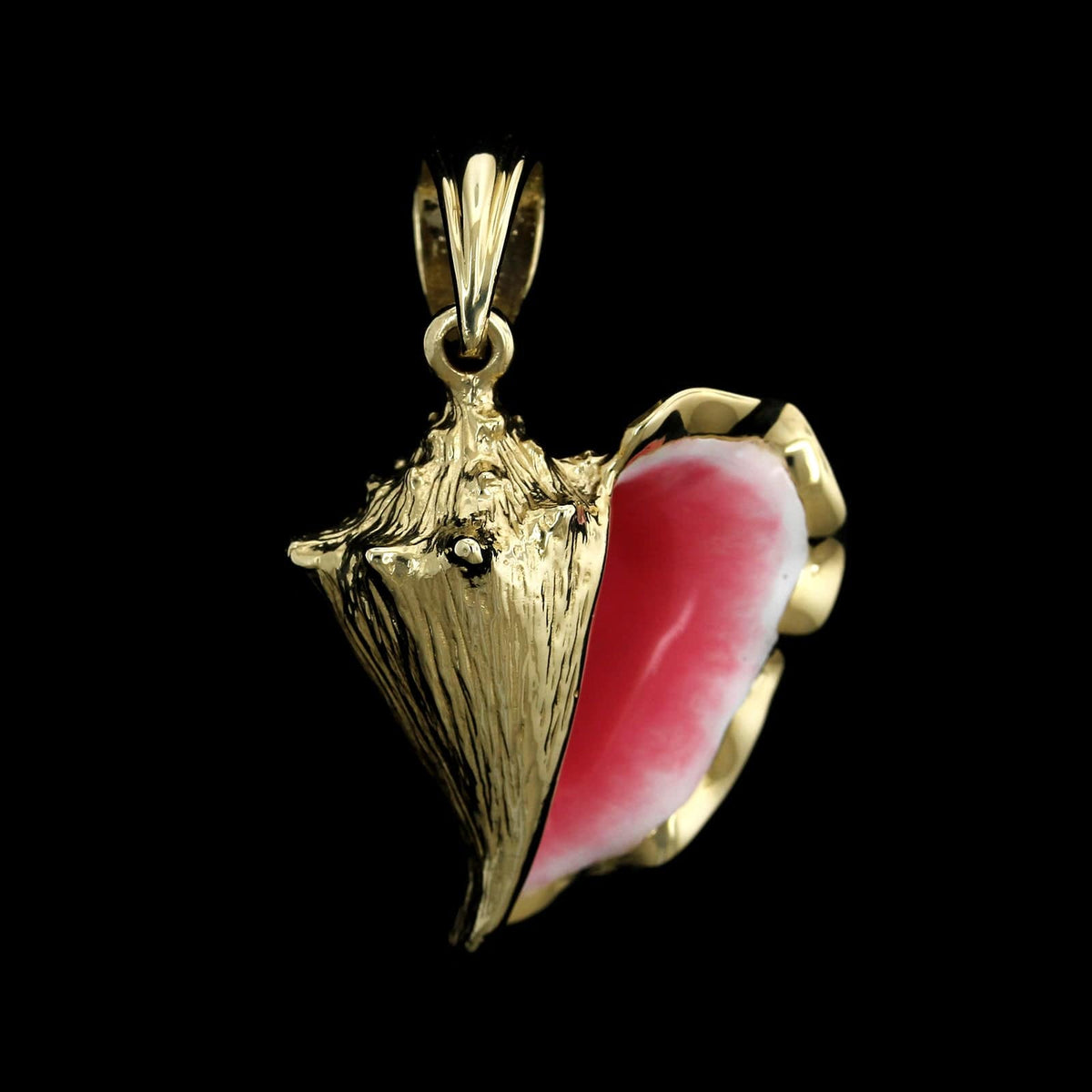 14K Yellow Gold Estate Enamel Conch Shell Charm