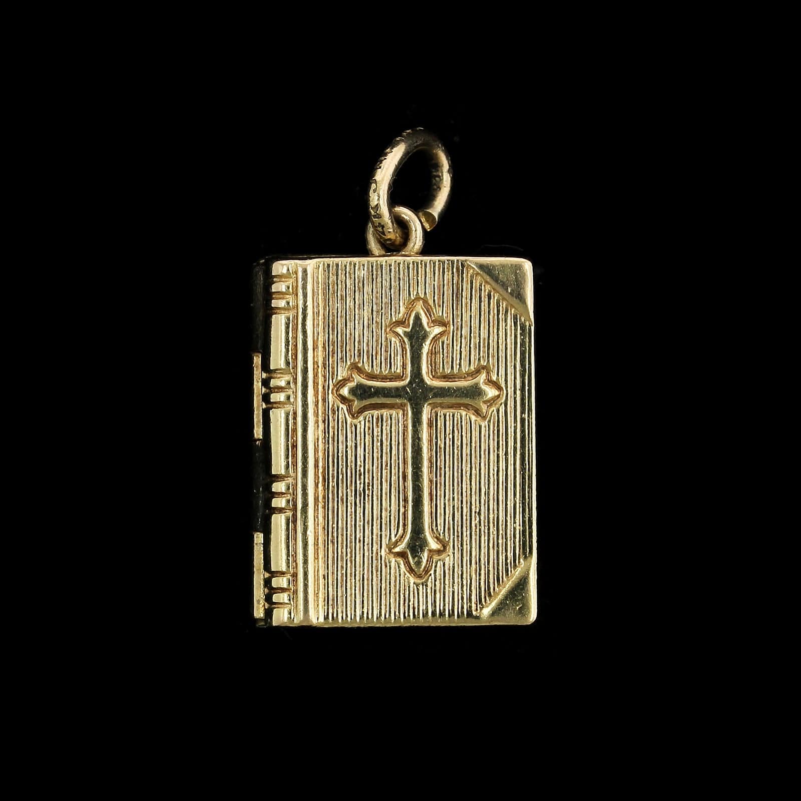 14K Yellow Gold Bible with Lord's Prayer Estate Charm