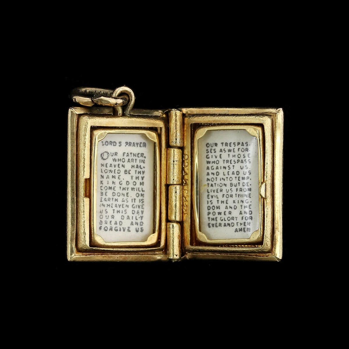 14K Yellow Gold Bible with Lord's Prayer Estate Charm