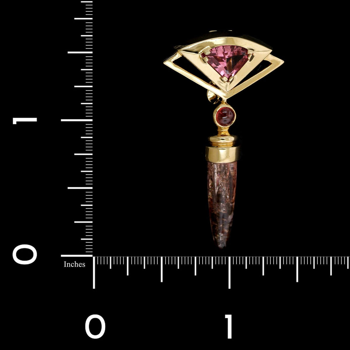 14K Yellow Gold Estate Pink Tourmaline Pendant/Enhancer