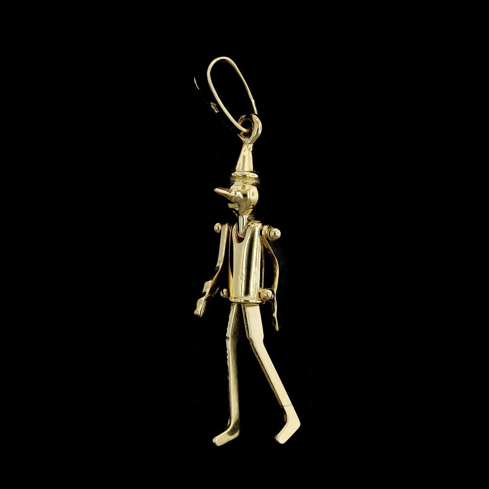 14K Yellow Gold Estate Moveable Pinocchio Charm