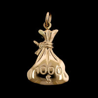 14K Yellow Gold Estate Money Bag Charm