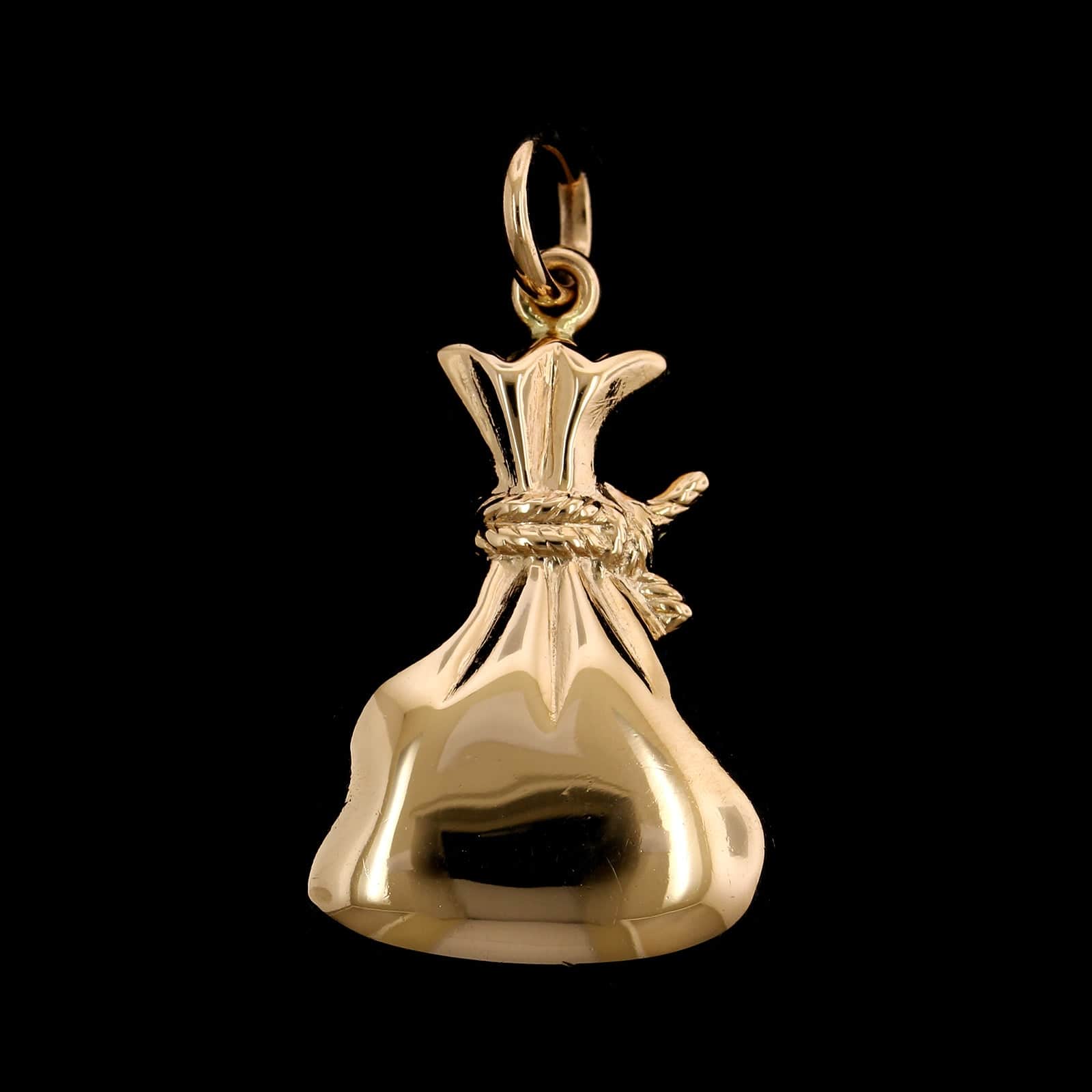 14K Yellow Gold Estate Money Bag Charm