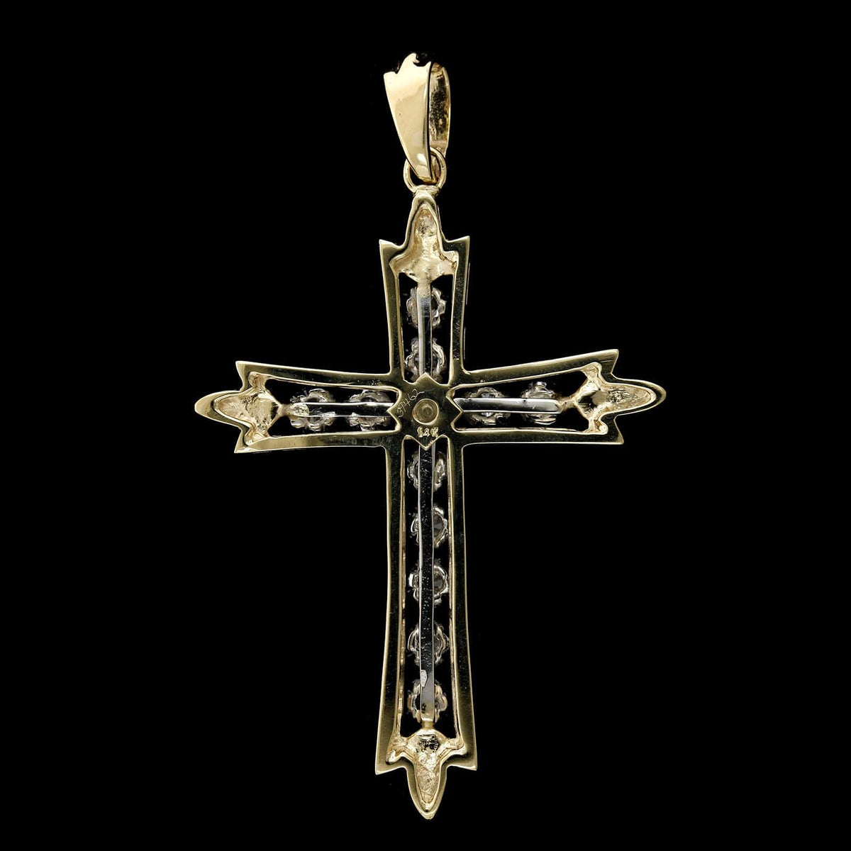 14K Two-tone Estate Diamond Cross