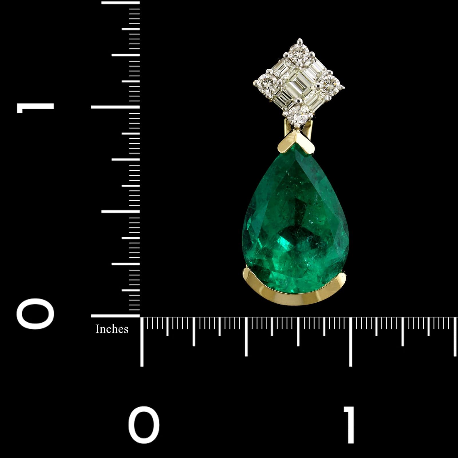 14K Yellow Gold Estate Emerald and Diamond Slide Pendant