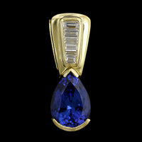 18K Yellow Gold Estate Tanzanite and Diamond Slide Pendant