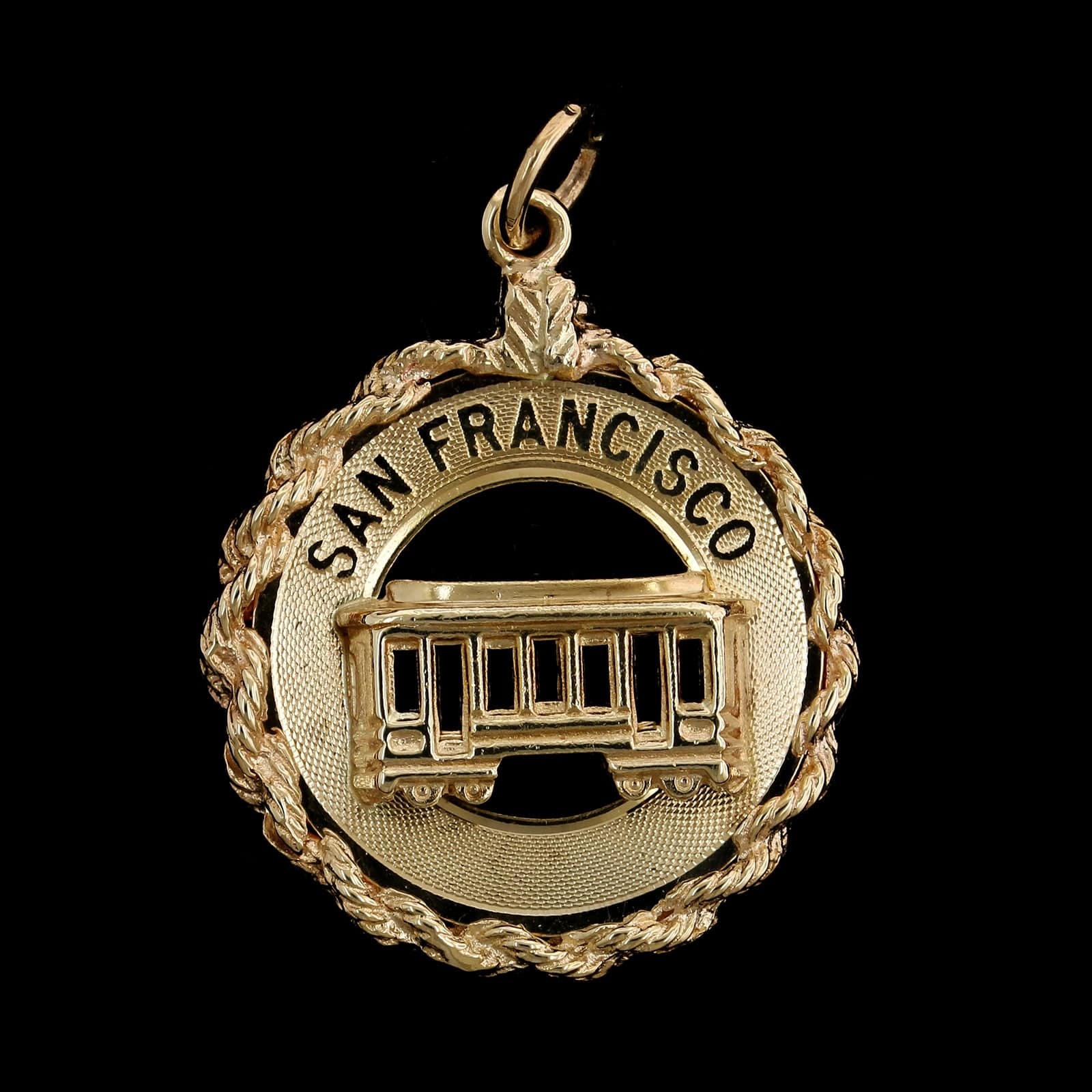 14K Yellow Gold Estate San Francisco Cable Car Charm