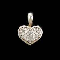 Lagos Caviar Sterling Silver and 18K Yellow Gold Estate Diamond Heart Reversable Pendant