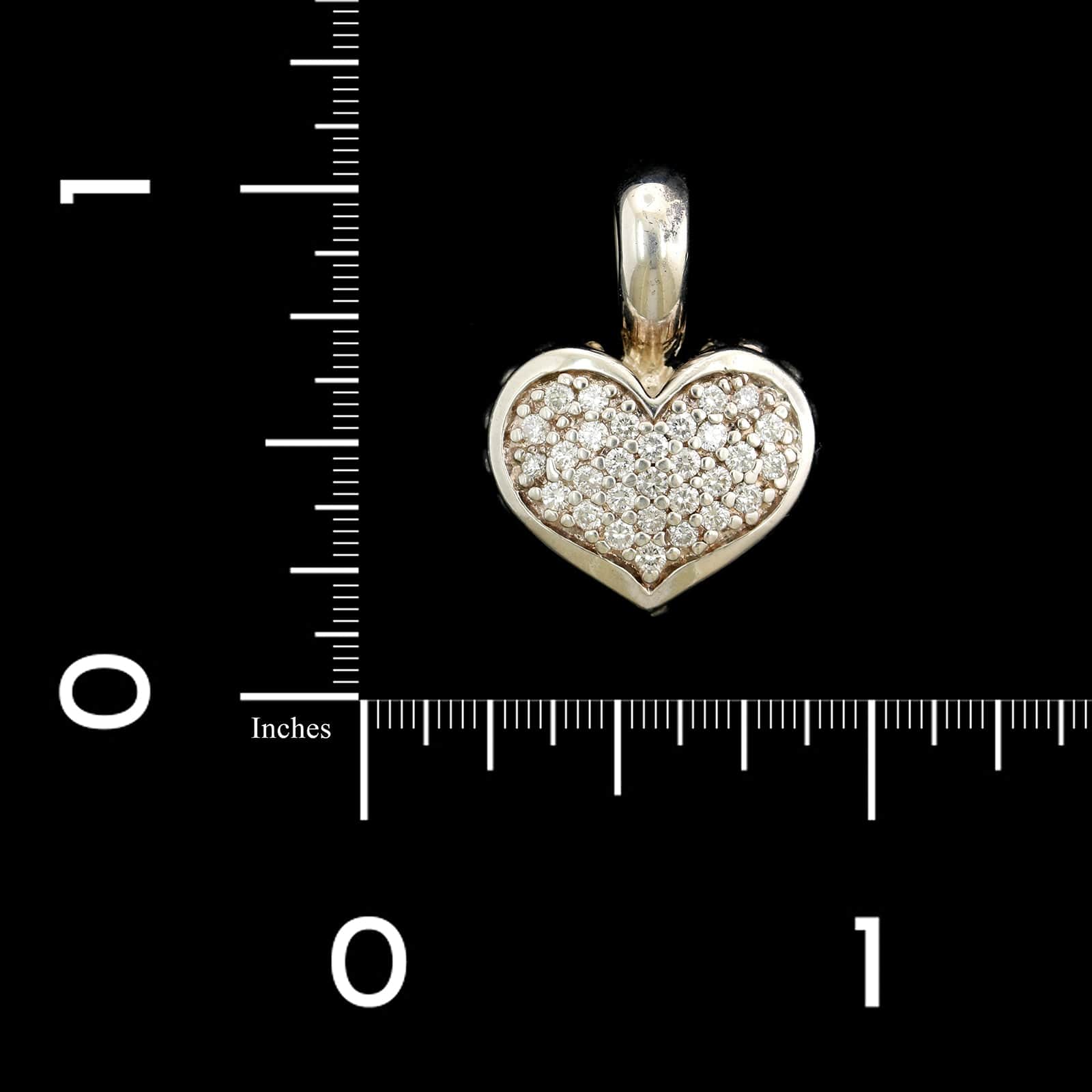 Lagos Caviar Sterling Silver and 18K Yellow Gold Estate Diamond Heart Reversable Pendant