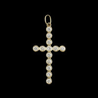 Sidney Evan 14K Yellow Gold Estate Diamond Cross Pendant