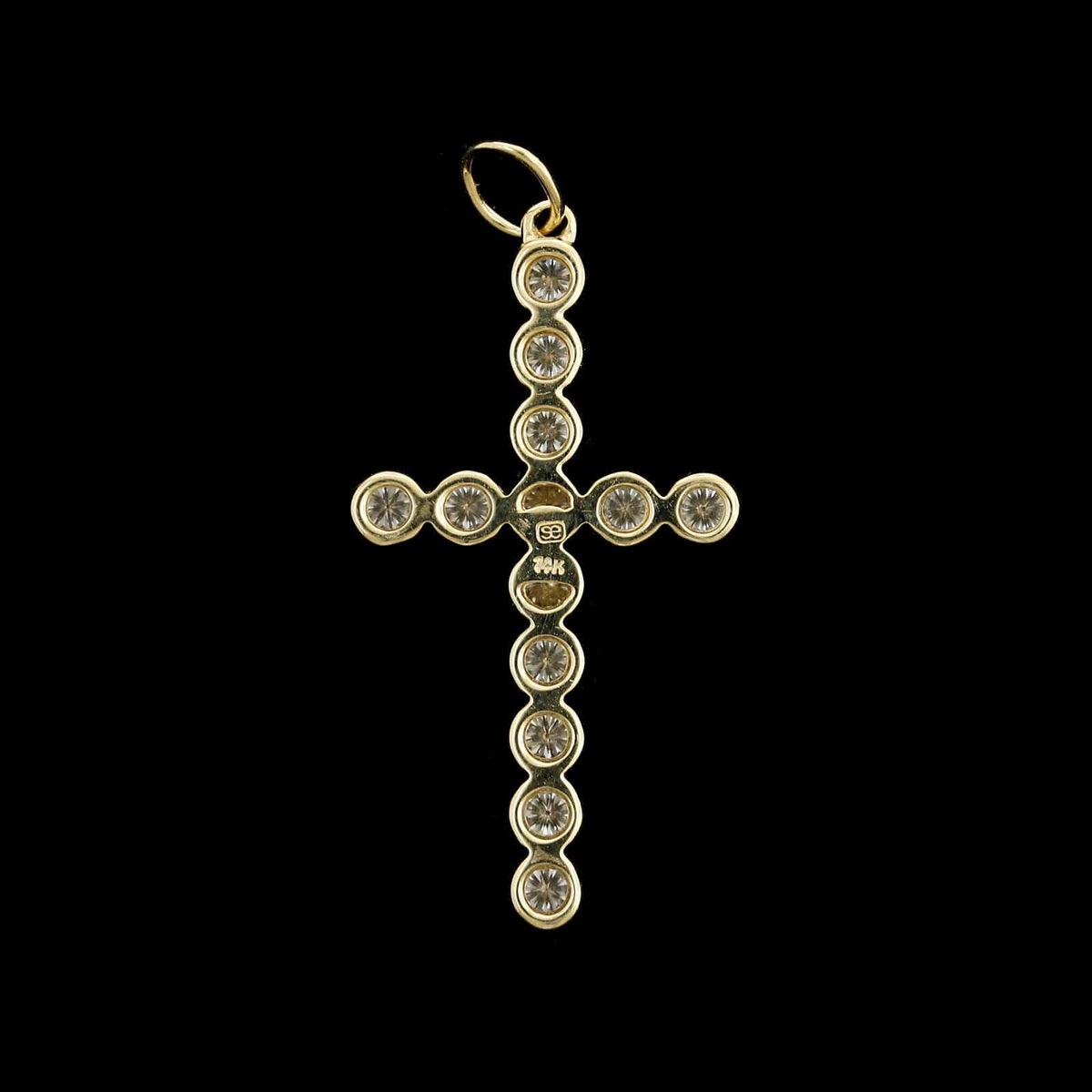 Sidney Evan 14K Yellow Gold Estate Diamond Cross Pendant