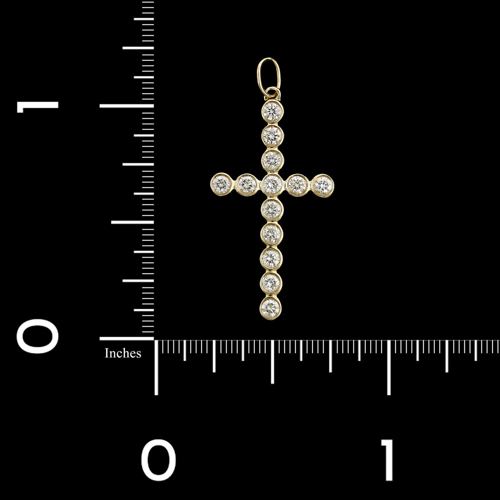 Sidney Evan 14K Yellow Gold Estate Diamond Cross Pendant