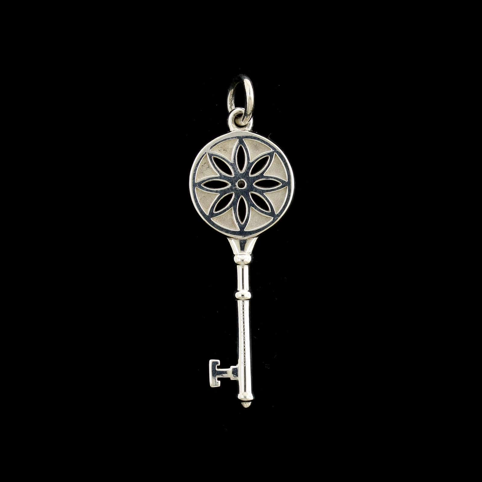 Tiffany & Co. Sterling Silver Estate Diamond Daisy Key Charm