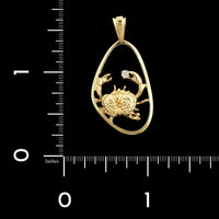 14K Yellow Gold Estate Diamond Crab Charm