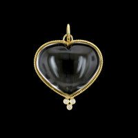 Temple St. Clair 18K Yellow Gold Estate Rock Crystal Heart and Diamond Pendant