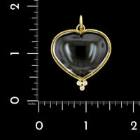 Temple St. Clair 18K Yellow Gold Estate Rock Crystal Heart and Diamond Pendant