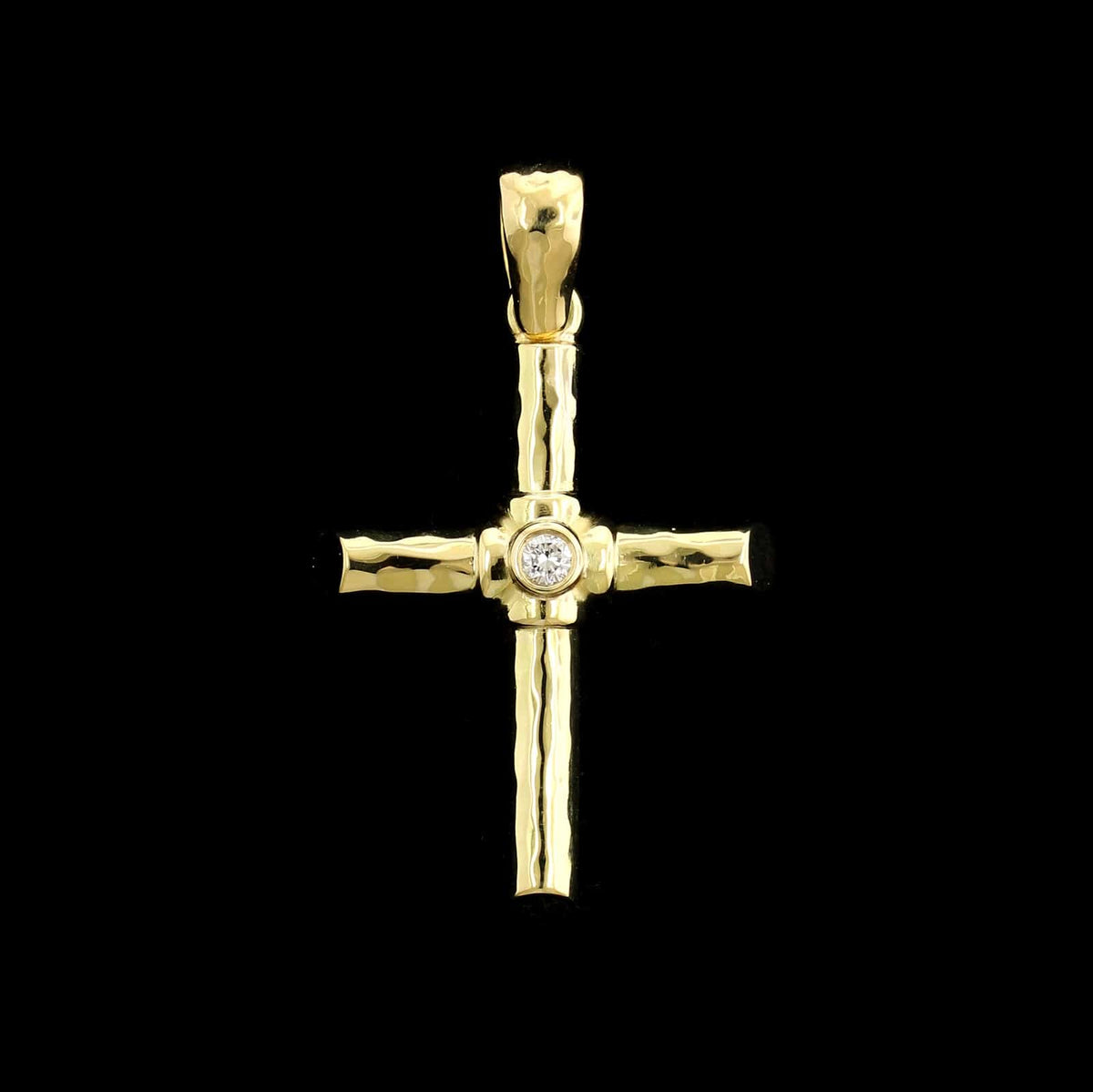 18K Yellow Gold Estate Diamond Cross Pendant