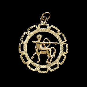 14K Yellow Gold Estate Sagittarius Pendant