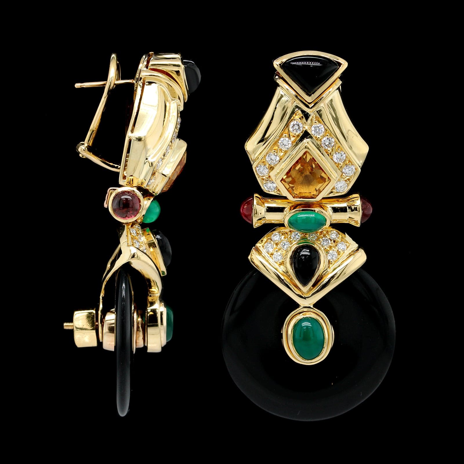 Baten 18K Yellow Gold Estate Gem-set Earrings – Long's Jewelers