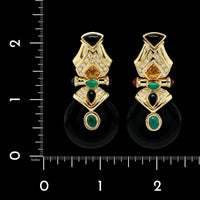 Baten 18K Yellow Gold Estate Gem-set Earrings