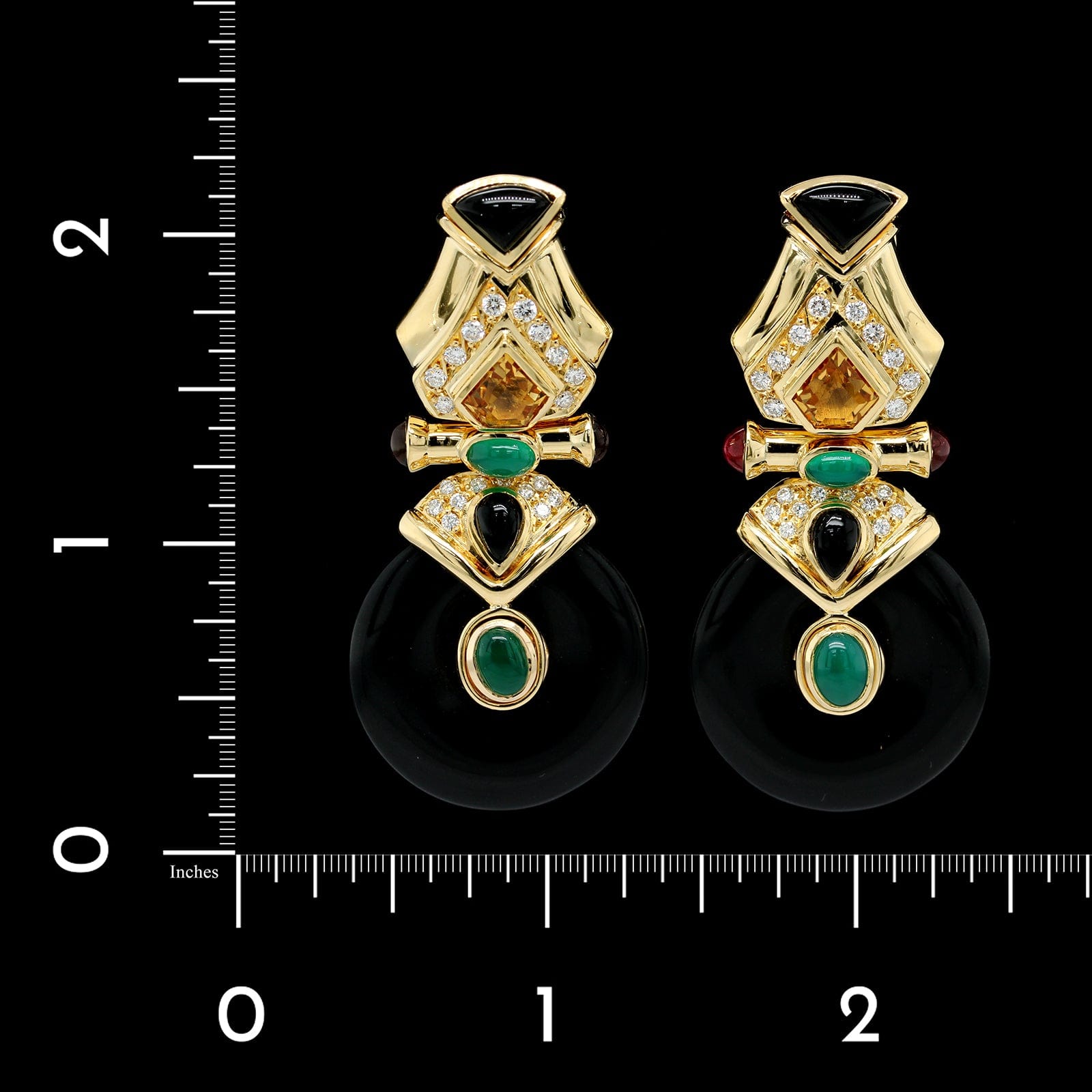 Baten 18K Yellow Gold Estate Gem-set Earrings