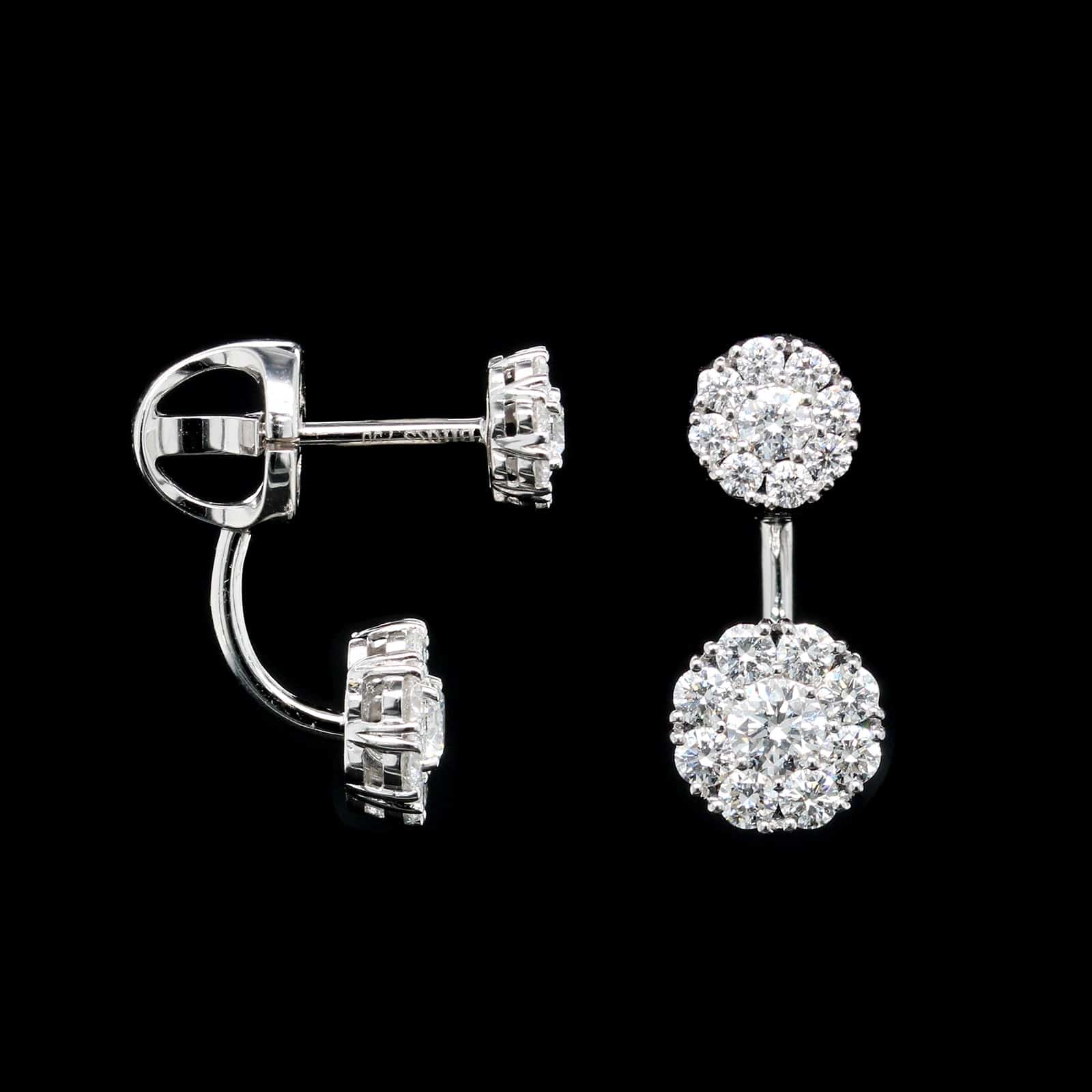 Birks 18K White Gold Estate Diamond Large Snowflake Jacket Earrings