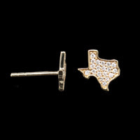 Sydney Evan 14K Yellow Gold Estate Diamond Texas State Outline Earrings