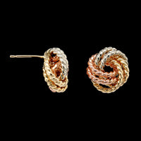 14K Tricolor Gold Estate Knot Earrings