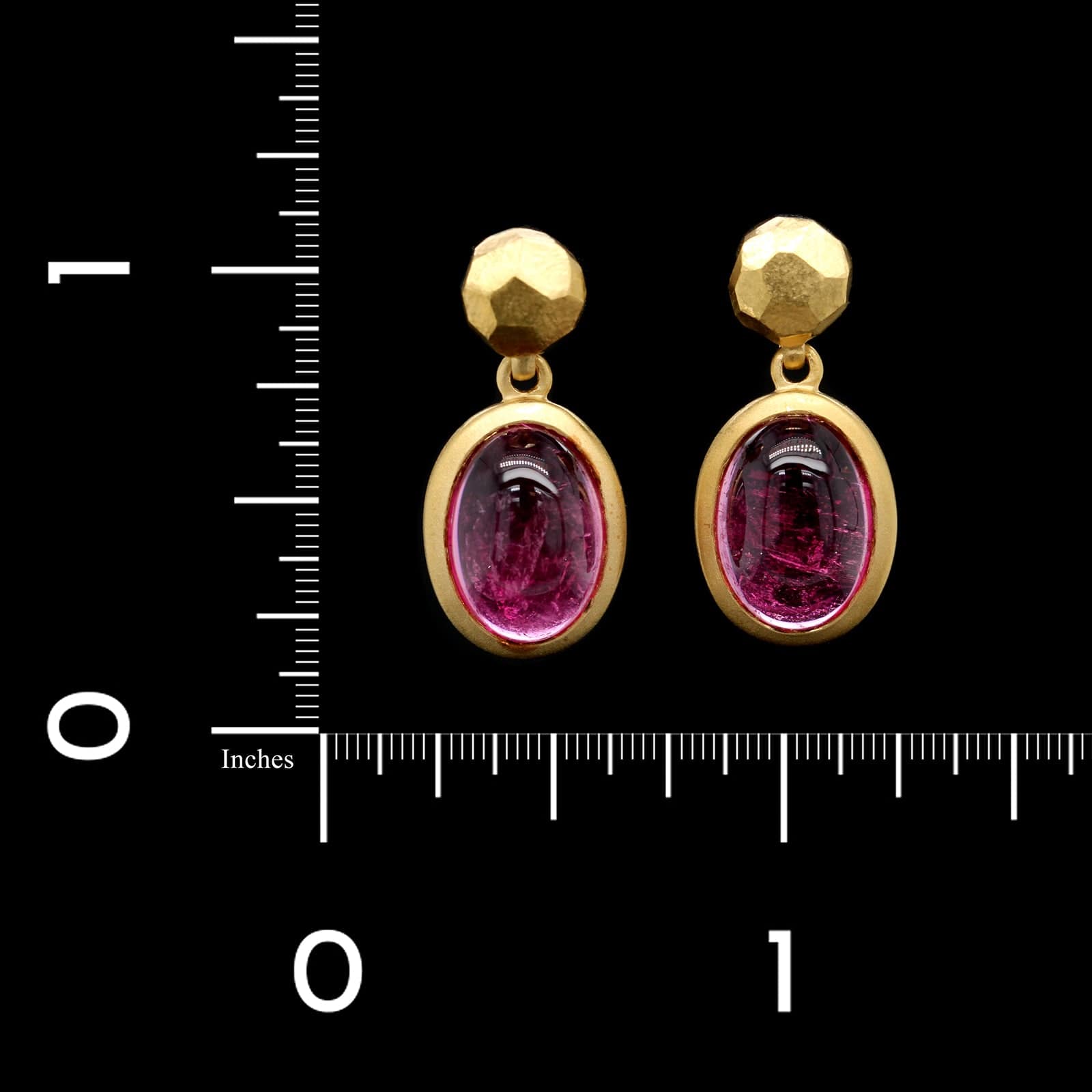 18K Yellow Gold Estate Pink Tourmaline Drop Earrings