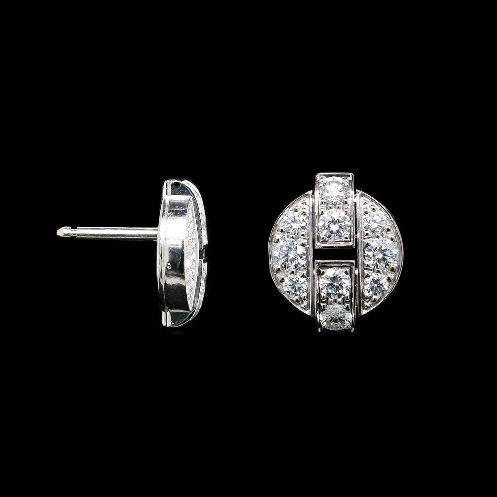 Cartier 18K White Gold Diamond Estate Himalia Stud Earrings