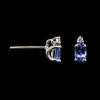 14K White Gold Estate Tanzanite and Diamond Stud Earrings