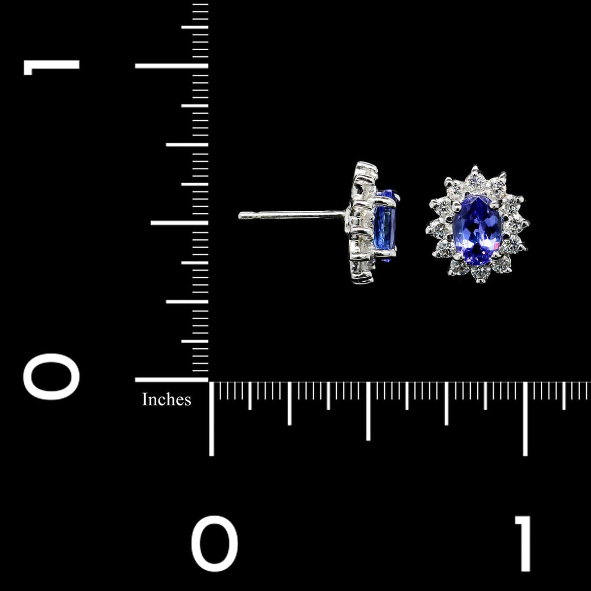 14K White Gold Estate Tanzanite and Diamond Earrings