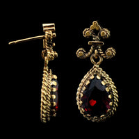 14K Yellow Gold Estate Garnet Earrings