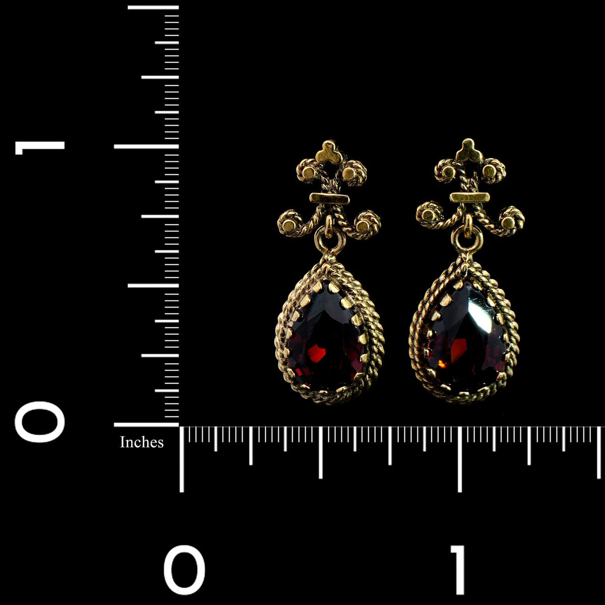 14K Yellow Gold Estate Garnet Earrings