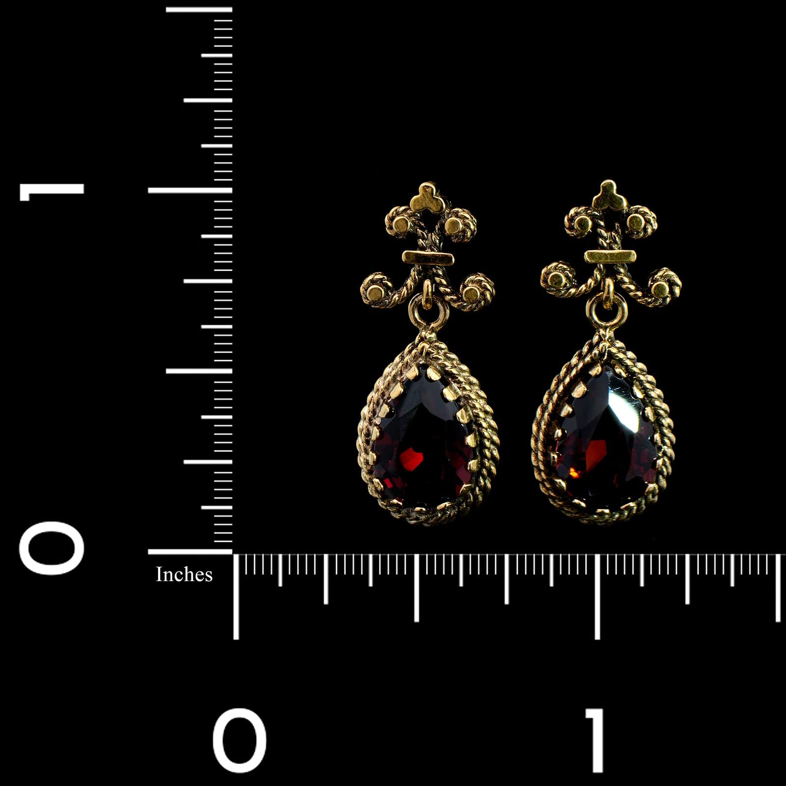 14K Yellow Gold Estate Garnet Earrings