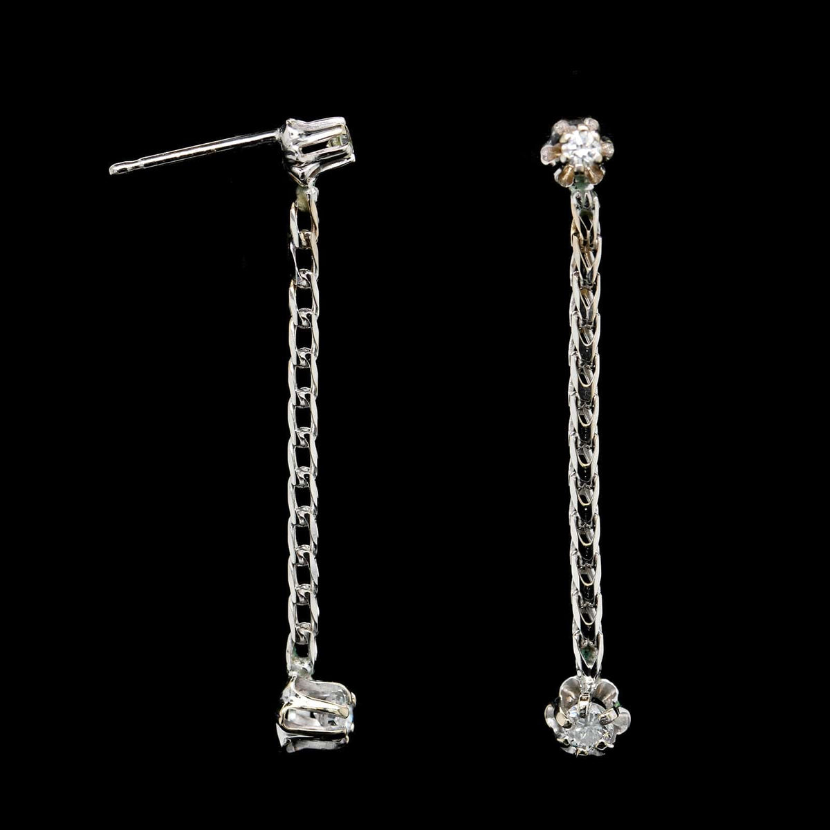 14K White Gold Estate Diamond Drop Earrings