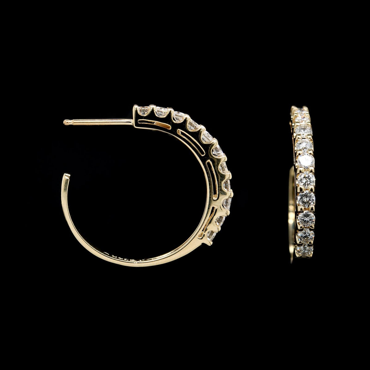 14K Yellow Gold Estate Diamond Hoop Earrings