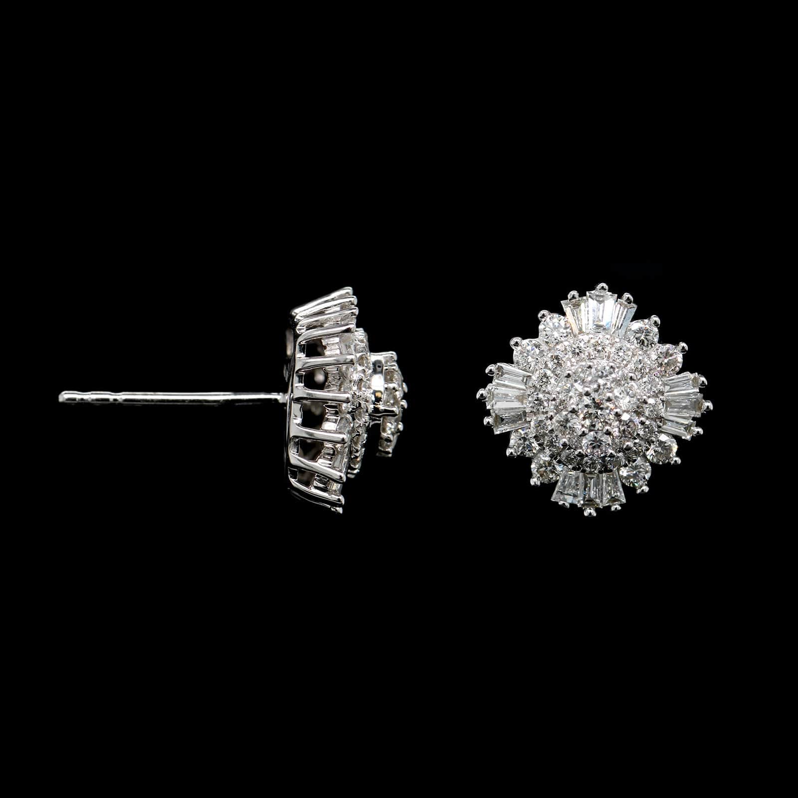 14K White Gold Estate Diamond Earrings