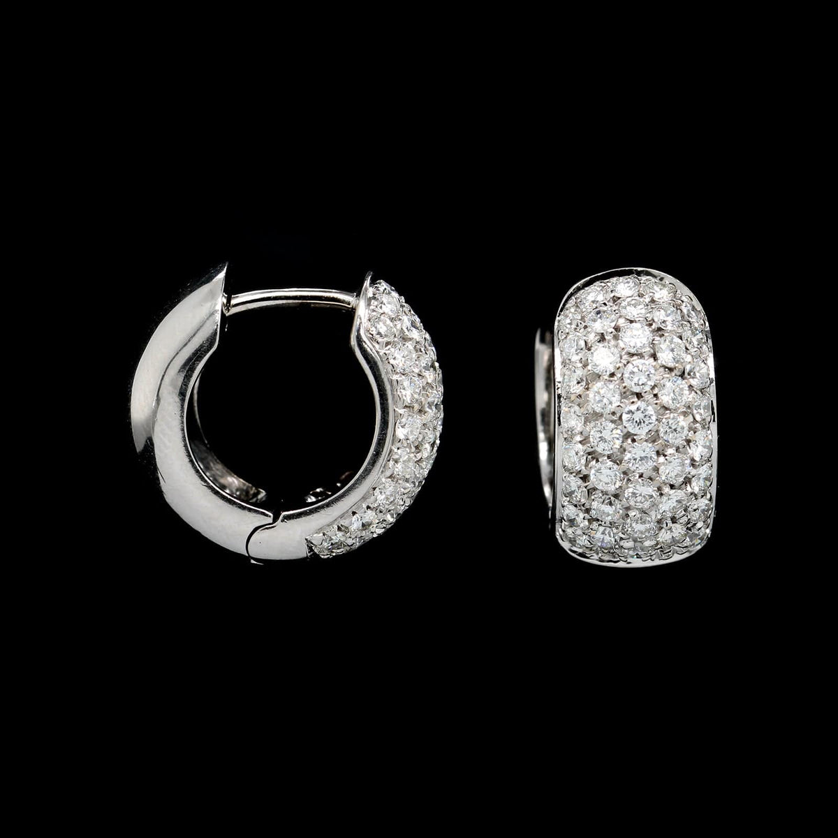 18K White Gold Estate Diamond Hoops