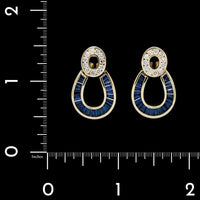 14K Yellow Gold Estate Sapphire and Diamond Earrings