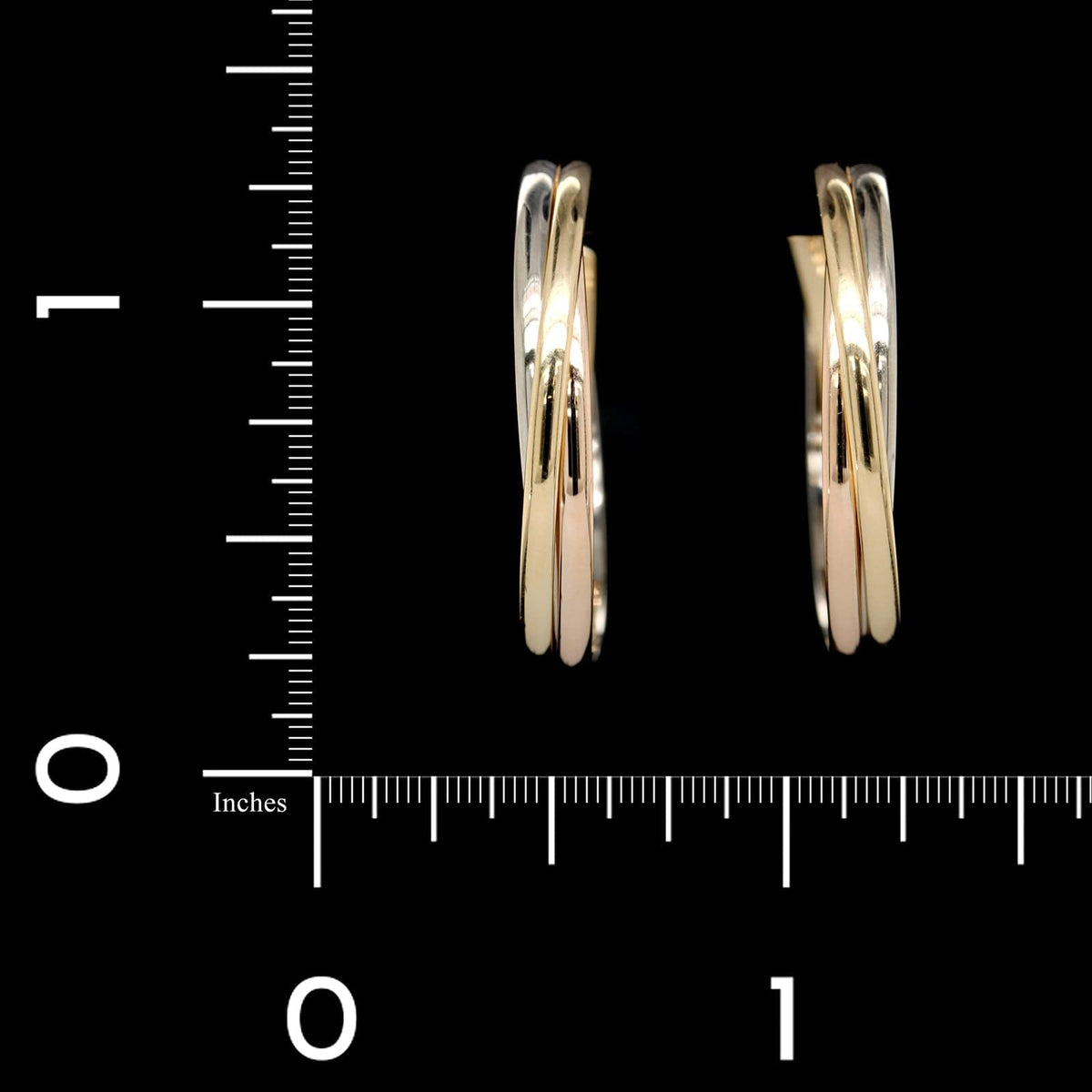 Cartier 18K Tricolor Gold Estate Trinity Hoop Earrings