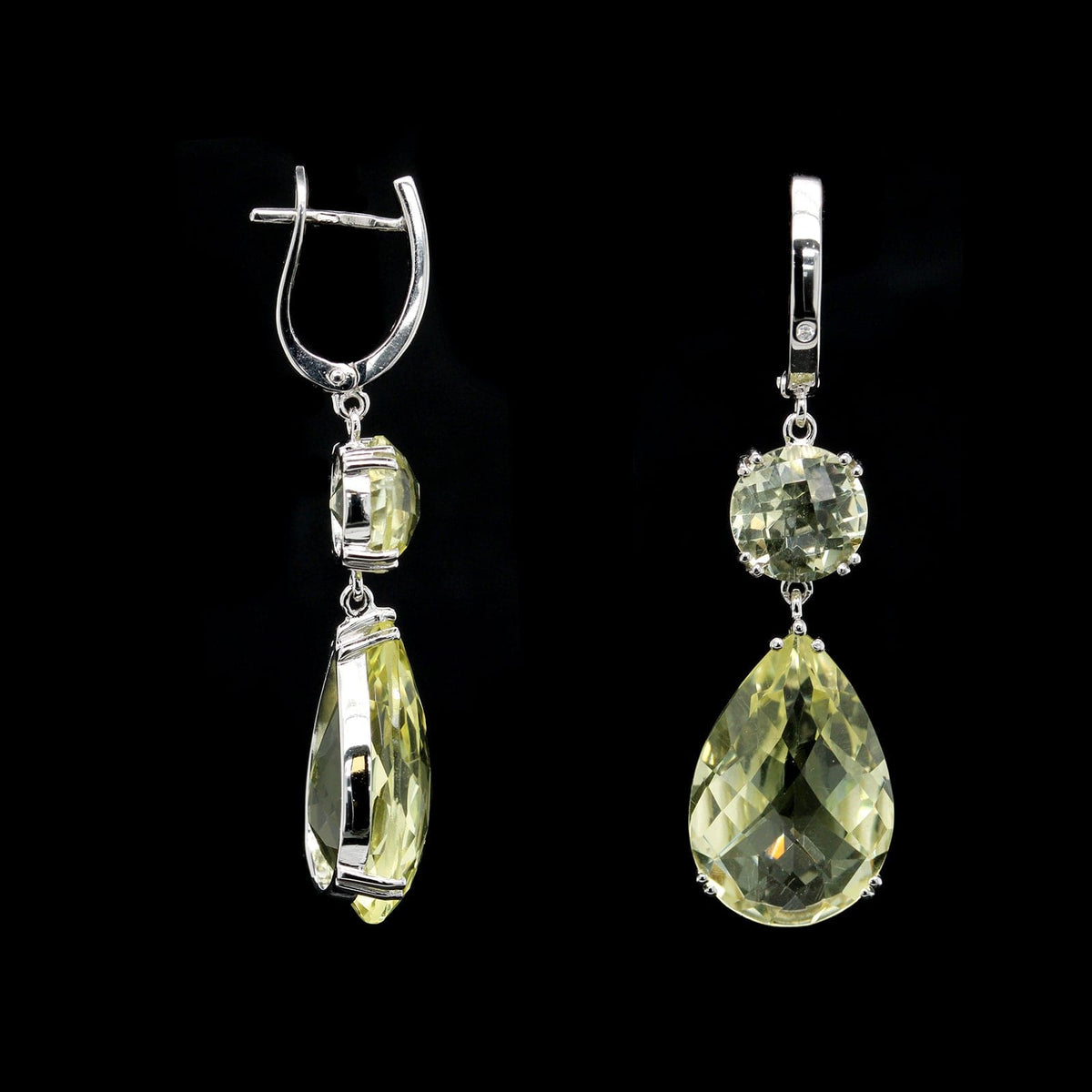 Earrings 14 carat lemon quartz authentic gemstones buy with small diamonds beautiful